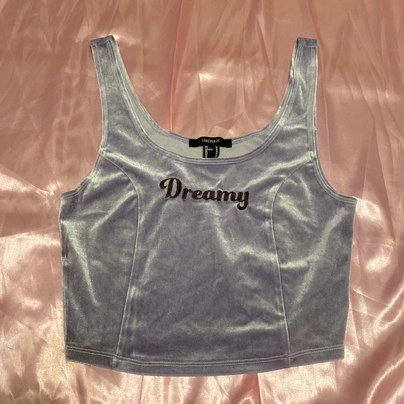 Y2K Purple Velour Dreamy Embroidered Crop Top - Picture 4 of 4